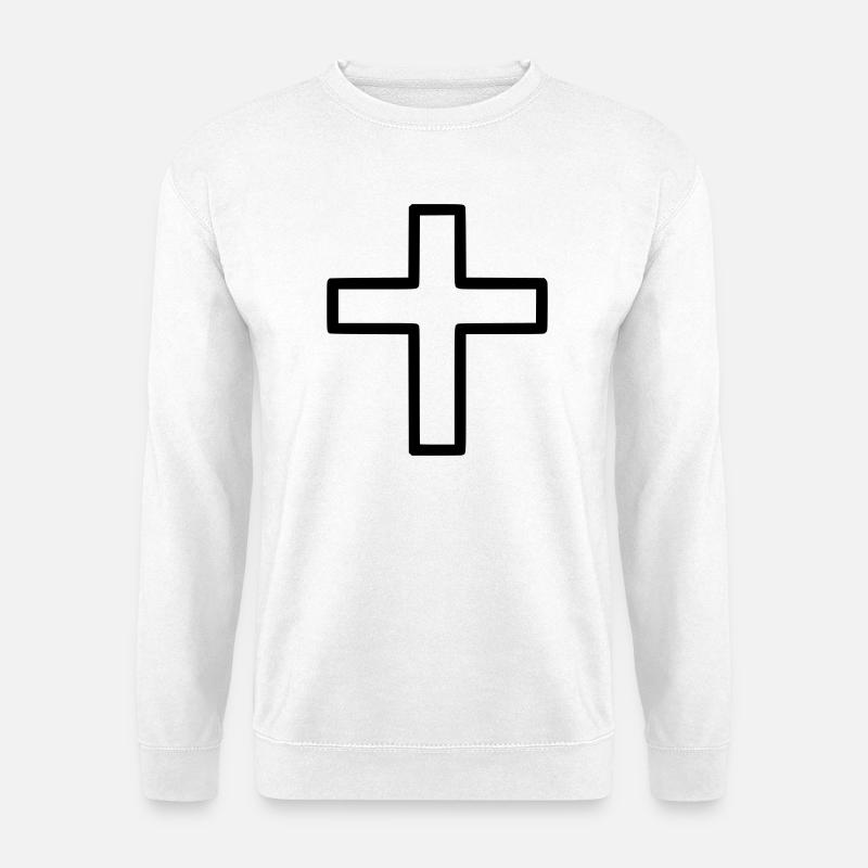 Thick Cross Outline Comic Icon - Unisex Sweatshirt - white