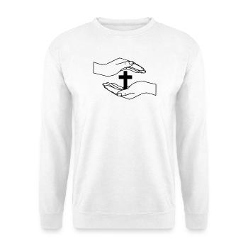 Mains tenant le vecteur de foi de protection croisée - Sweat-shirt Unisexe - blanc - Devant