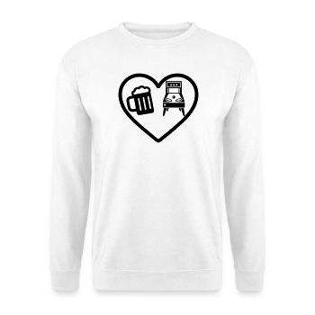 Herzbier-Flipper-Humor - Unisex Pullover - Weiß - Vorne