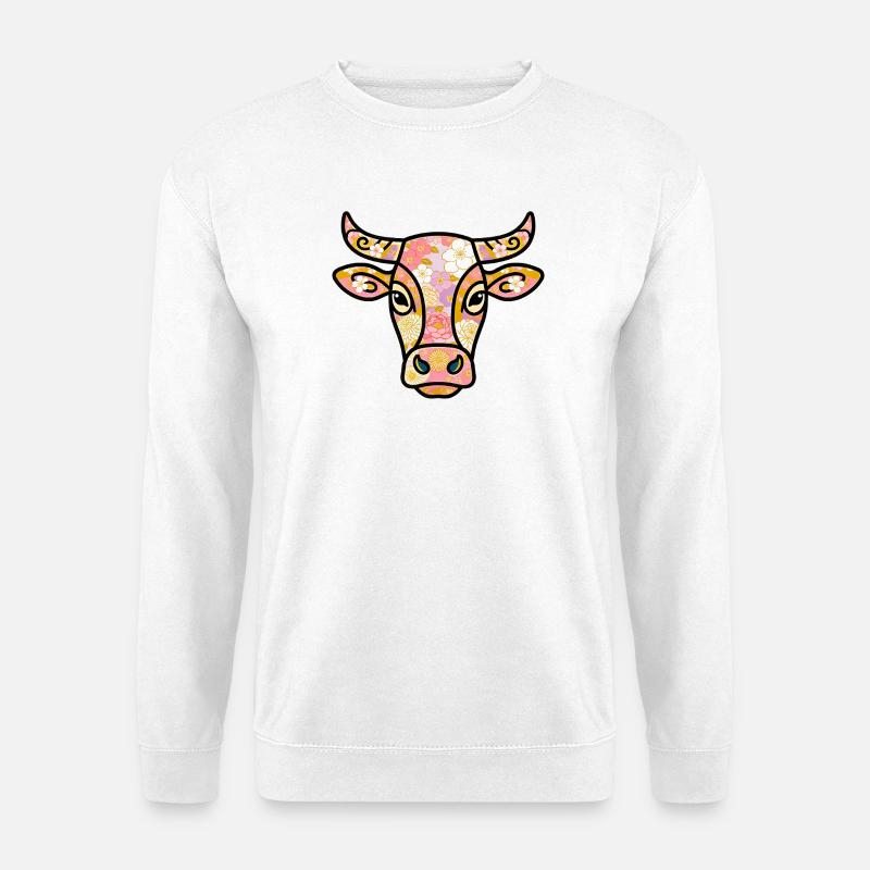 Böhmische pastellfarbene Blumenkuh - Unisex Pullover - Weiß
