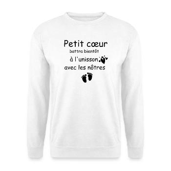 Kleine Herz-Mama | Papa |  Schwangerschaft - Unisex Pullover - Weiß - Vorne