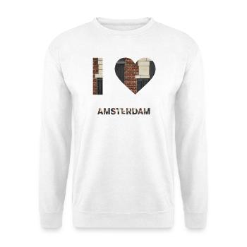 Amsterdam Brick Heart Emblem Tee - Unisex Pullover - Weiß - Vorne
