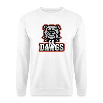 Go Dawgs Bulldog Maskottchen-Football-Design - Unisex Pullover - Weiß - Vorne - Alina (178cm) & Michal (187cm)