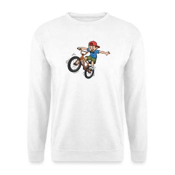 BMX Junge Cartoon Fahrrad Stunt - Unisex Pullover - Weiß - Vorne
