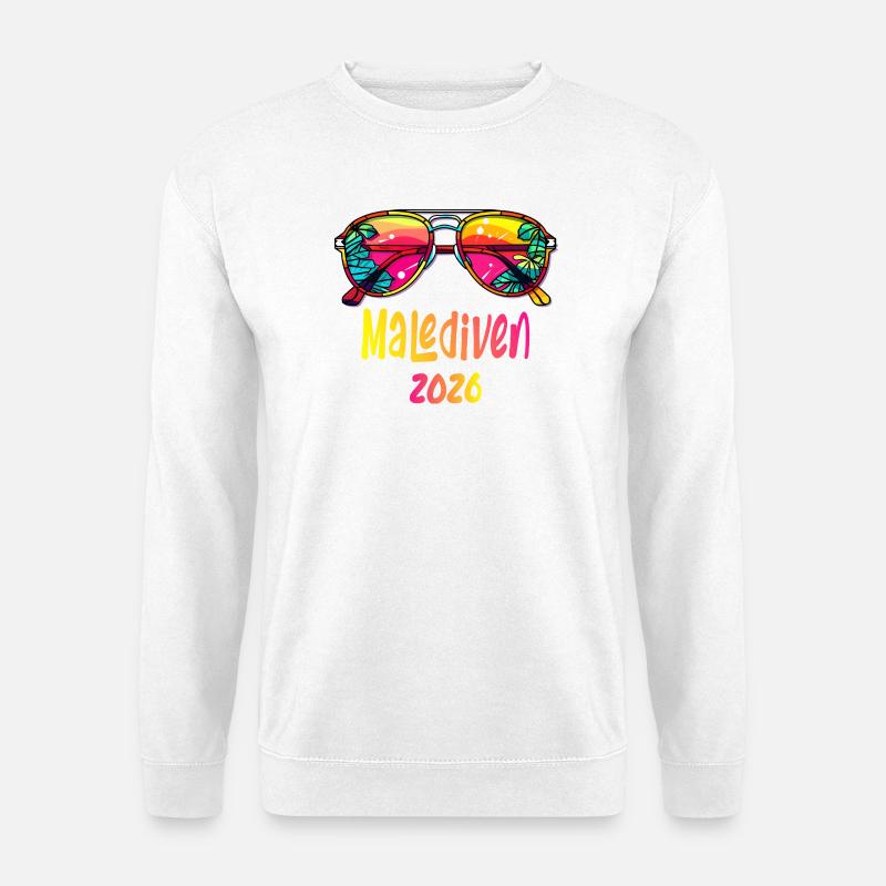 Malediven 2026 Neon Sonnenbrille - Unisex Pullover - Weiß