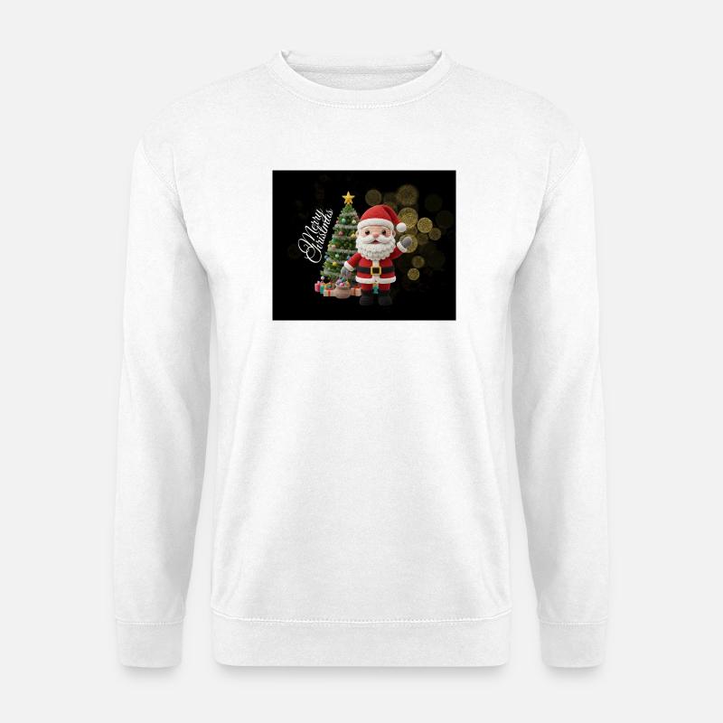 Gestrickter Santa mit Weihnachtsbaum - Unisex Pullover - Weiß