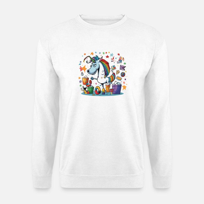 Bunter Einhorn Partychaos - Unisex Pullover - Weiß