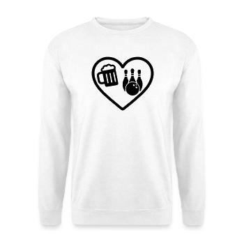 Heart Beer Bowling-Humor - Unisex Pullover - Weiß - Vorne