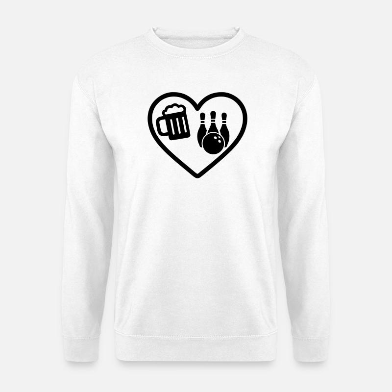 Heart Beer Bowling-Humor - Unisex Pullover - Weiß