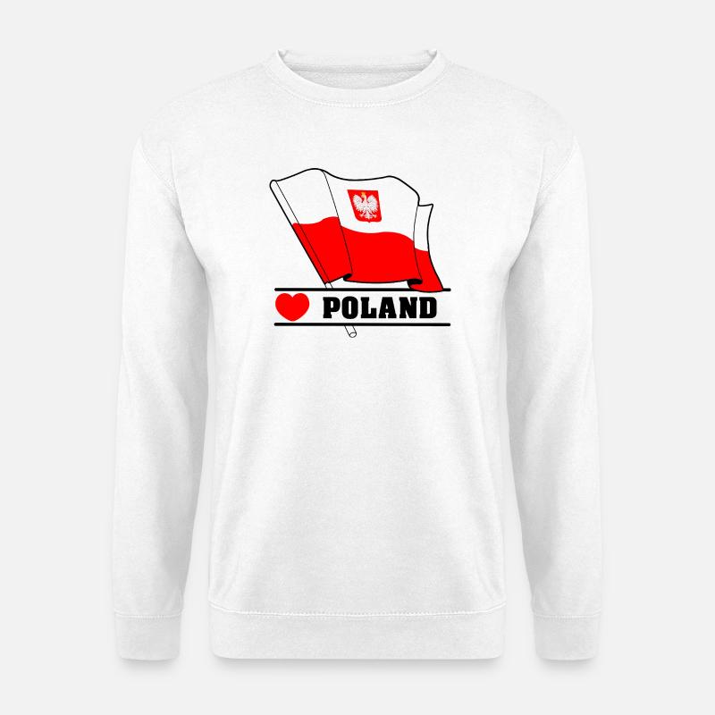 Polnische Flagge mit Herz - Unisex Pullover - Weiß