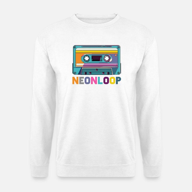 Neon Loop Kassettendesign - Unisex Pullover - Weiß