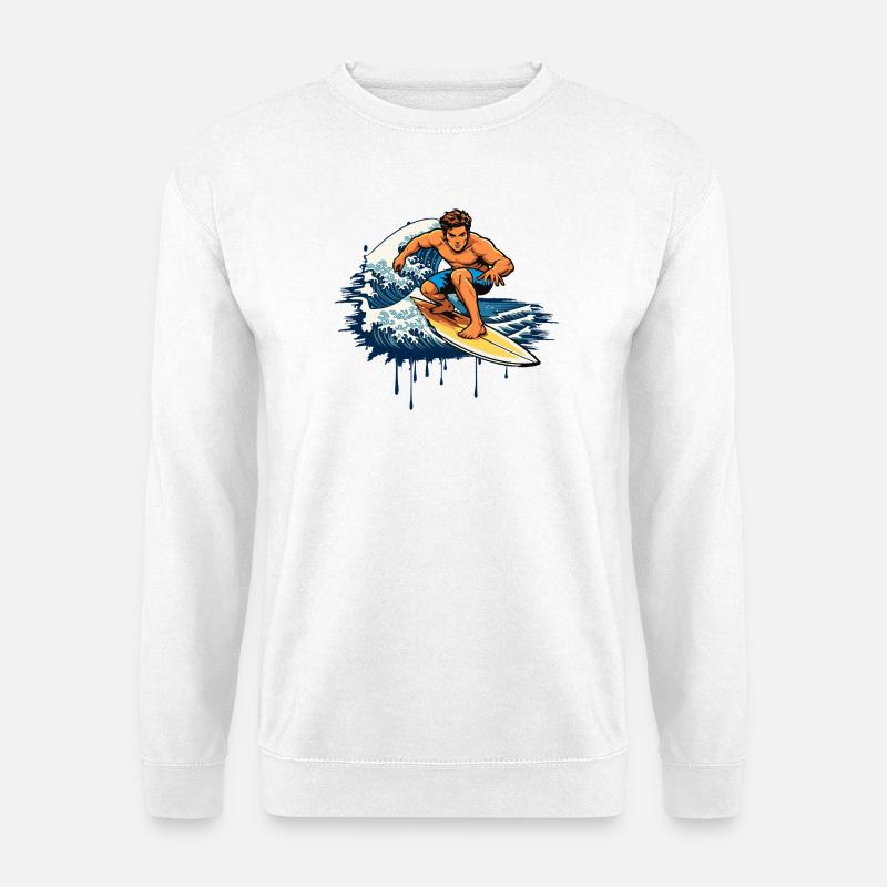 Dynamic graffiti illustration of a surfer - Unisex Sweatshirt - white