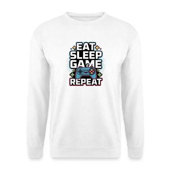 Essen, Schlaf Spiel Wiederholen - Unisex Pullover - Weiß - Vorne
