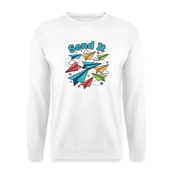 Send It Papierflugzeuge - Unisex Pullover - Weiß - Vorne