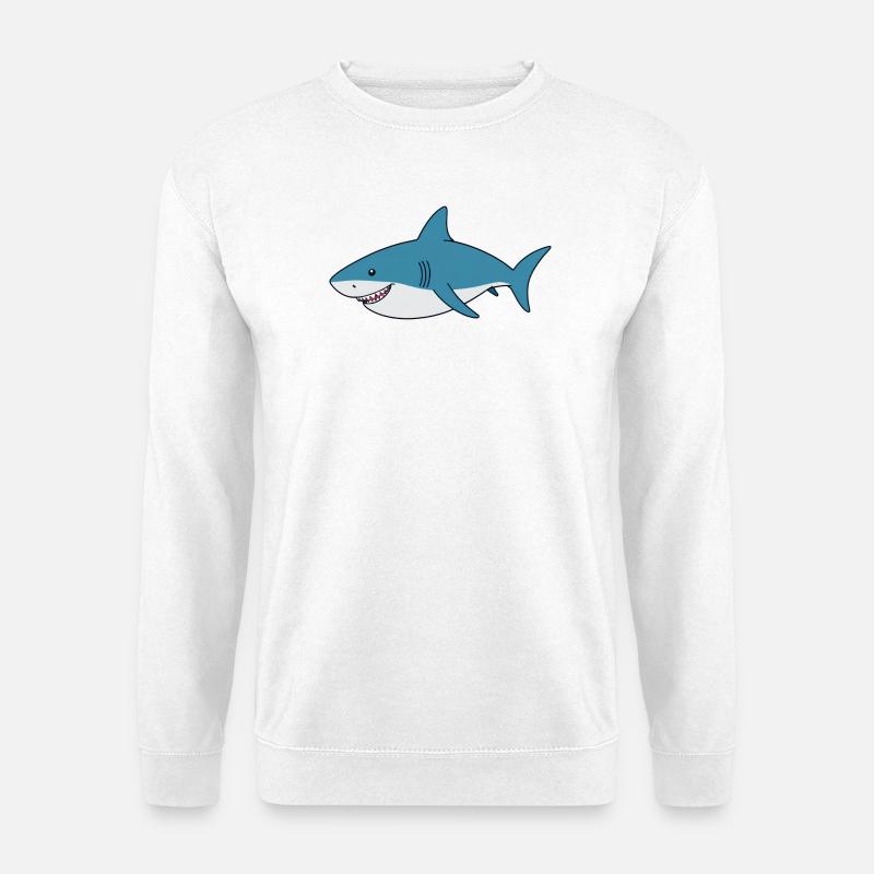 Karikaturhai mit breitem Lächeln - Unisex Pullover - Weiß