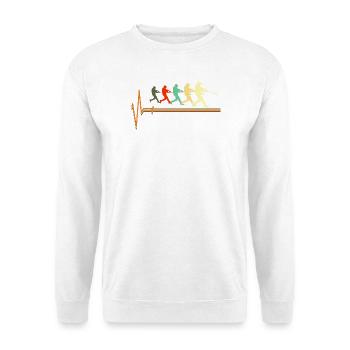 Baseball Herzschlag EKG Puls Retro Batter Sports - Unisex Pullover - Weiß - Vorne - Alina (178cm) & Michal (187cm)