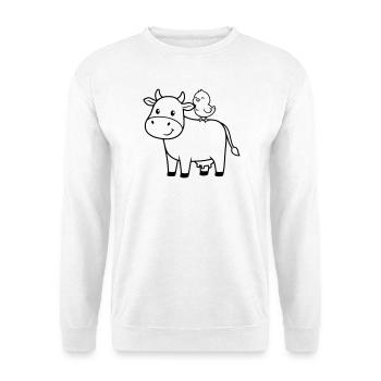 Cute Cow with Bird Friendship - Unisex Sweatshirt - white - Front
