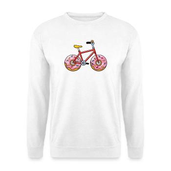 Lustiges Donut Fahrrad Cartoon Design - Unisex Pullover - Weiß - Vorne