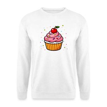 Bunter Cupcake mit Kirsche im Cartoon Stil - Unisex Pullover - Weiß - Vorne