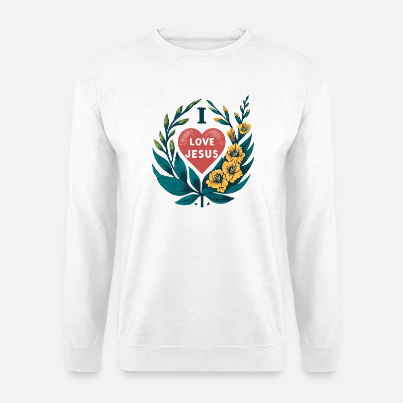 Liebe Jesus Herz Blumenkranz - Unisex Pullover - Weiß