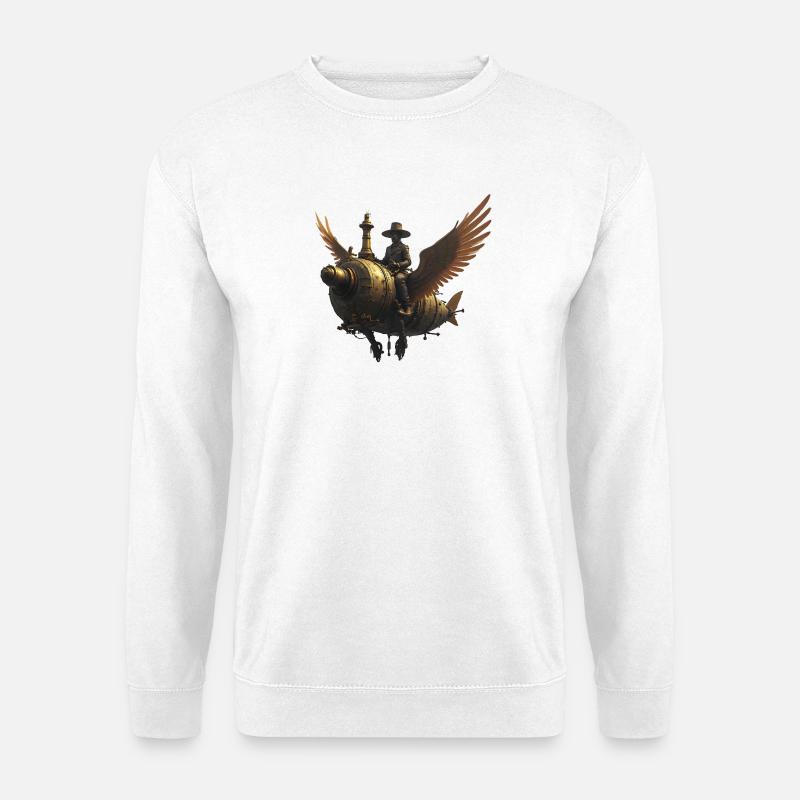 Steampunk Ranchflug mit Flügeln - Unisex Pullover - Weiß