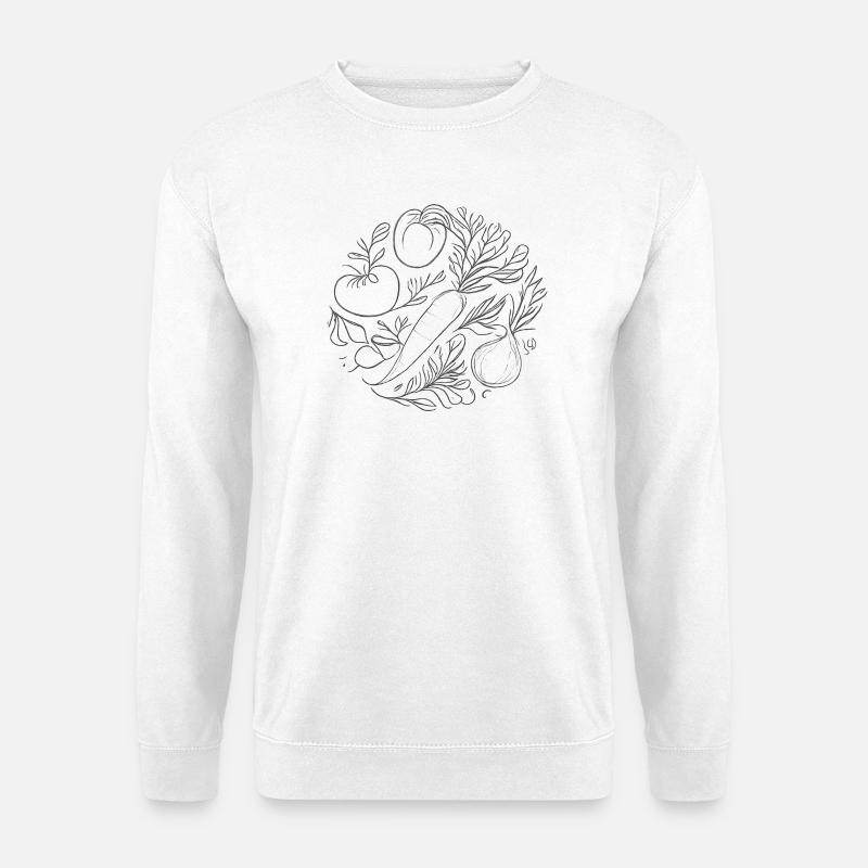 Botanische Gemüse-Lineart - Unisex Pullover - Weiß