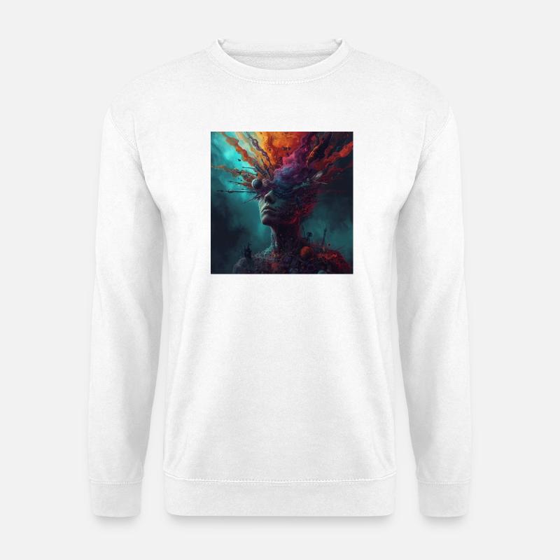 Kosmische Kopfreise Farbströme - Unisex Pullover - Weiß