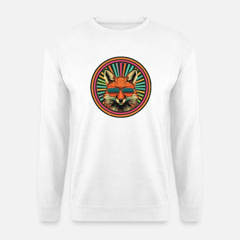 Retro Fox with Sunglasses - Unisex Sweatshirt - white