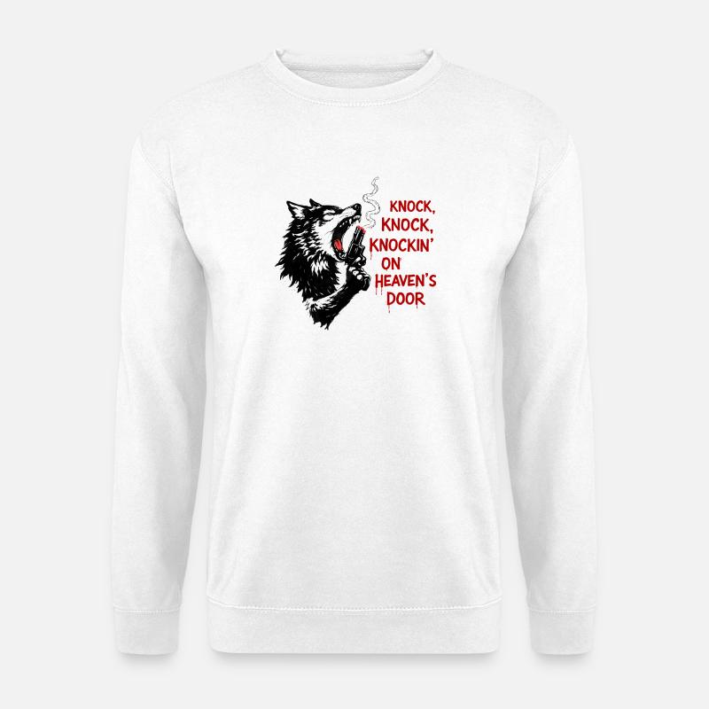 Wolfskopf mit Pistolenmotiv - Unisex Pullover - Weiß