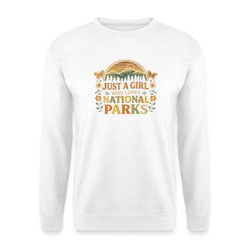Ein Mädchen liebt Nationalparks - Unisex Pullover - Weiß - Vorne