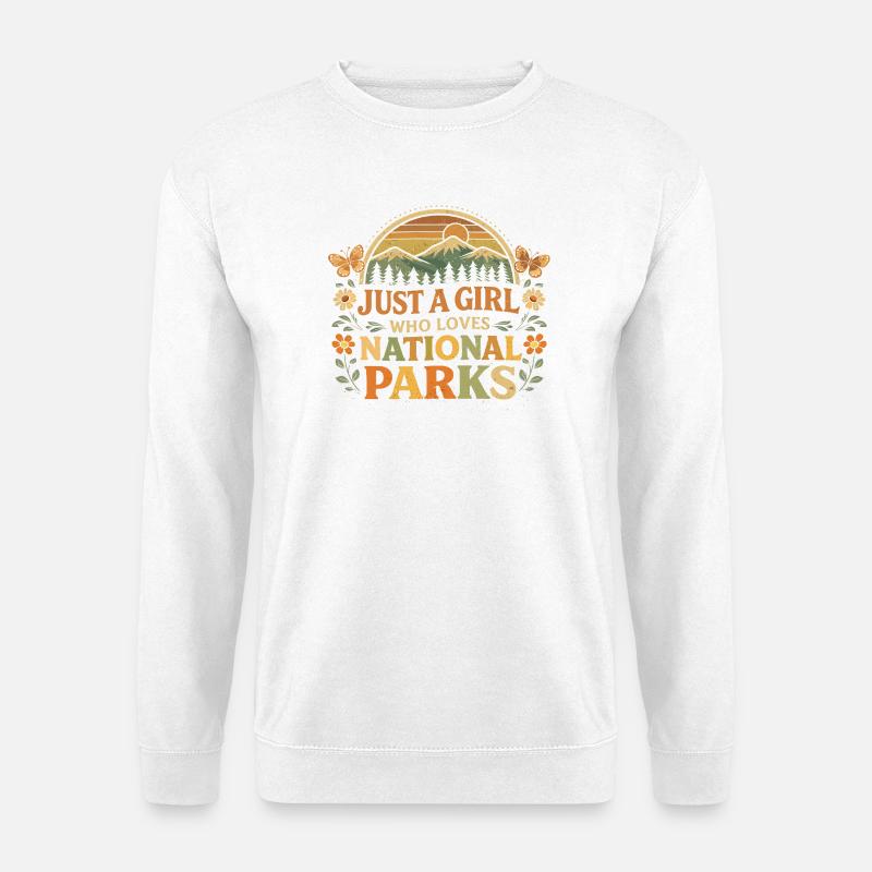 Ein Mädchen liebt Nationalparks - Unisex Pullover - Weiß