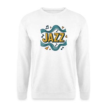 Musik Jazz Grafikdesign Blau und Gelb - Unisex Pullover - Weiß - Vorne