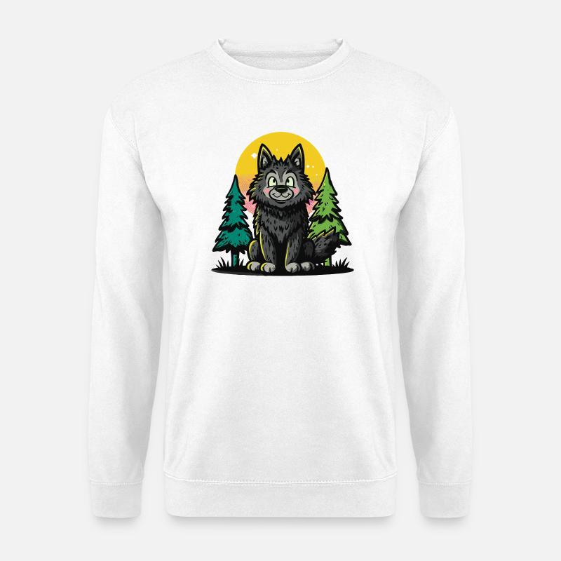 Waldwolf im Sonnenkreis - Unisex Pullover - Weiß