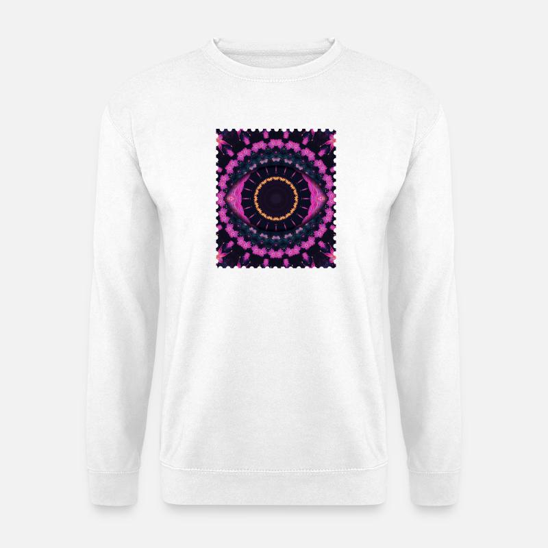 Kaleidoskopischer Blütenkreis - Unisex Pullover - Weiß