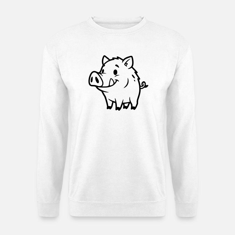 Wildschwein Comic Outline Ausmalen - Unisex Pullover - Weiß