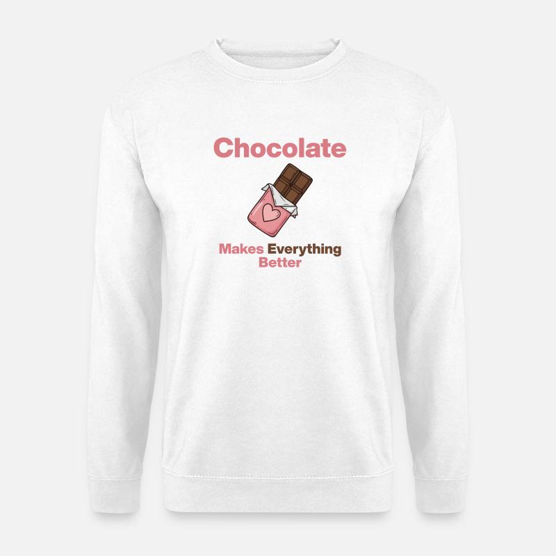 Schokolade macht alles besser - Unisex Pullover - Weiß