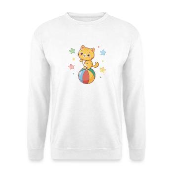Cute kitten acrobat on a rainbow ball - Unisex Sweatshirt - white - Front