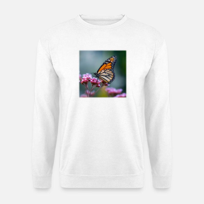 Monarchfalter Schmetterling Makro - Unisex Pullover - Weiß