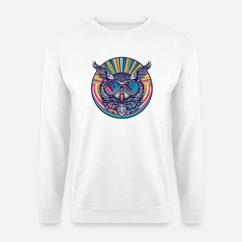 Eule Sonnenbrille Animal - Unisex Pullover - Weiß