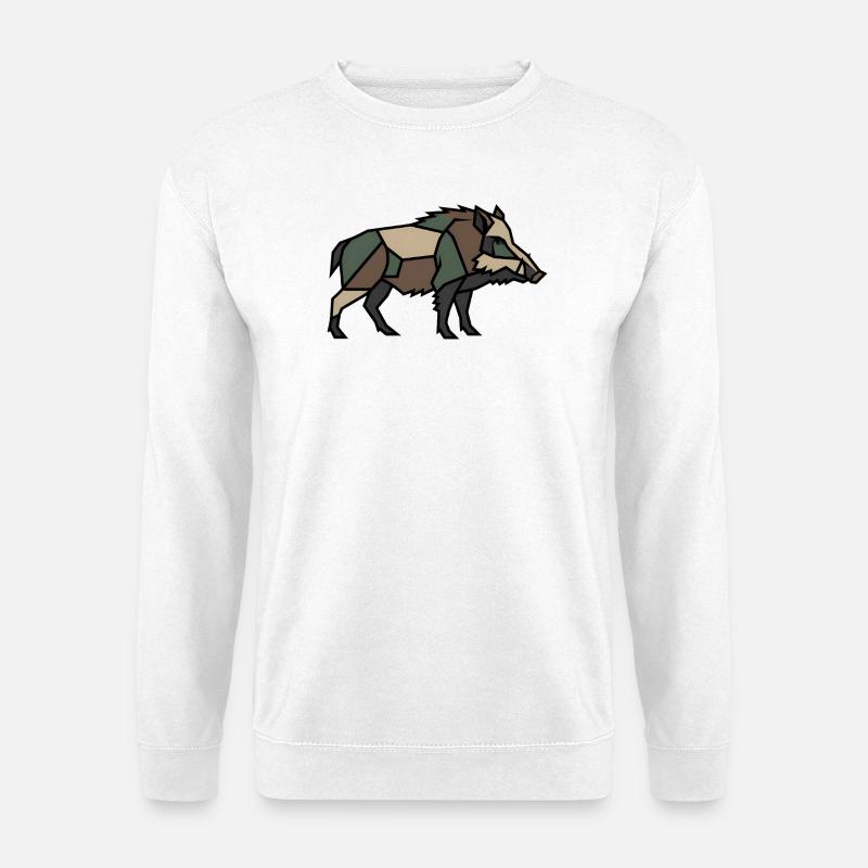 Geometric Boar Low Poly - Unisex Sweatshirt - white