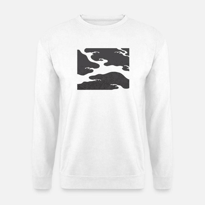 Gray Seigaiha – Japanese Wave Pattern  - Unisex Sweatshirt - white