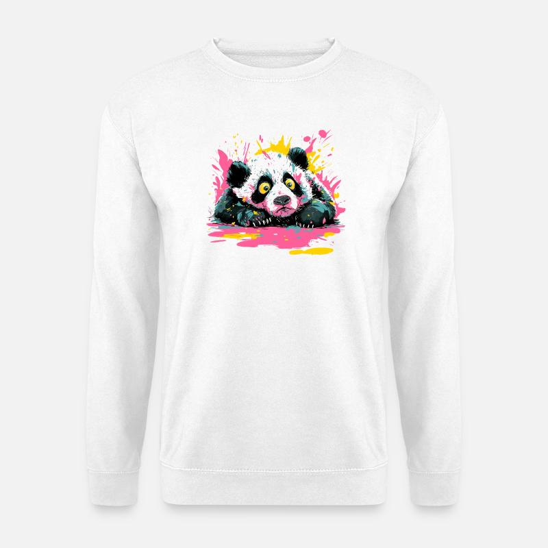 Panda Splash Pop-Art Farbspritzer - Unisex Pullover - Weiß