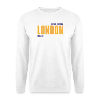 Londres en texte doré avec accents bleus - Sweat-shirt Unisexe - blanc - Devant