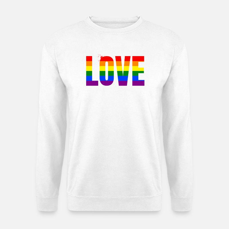 LOVE Rainbow Statement – Bold Equality Message - Unisex Pullover - Weiß