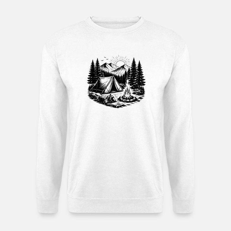 Camping Zelt Wald Outdoor - Unisex Pullover - Weiß