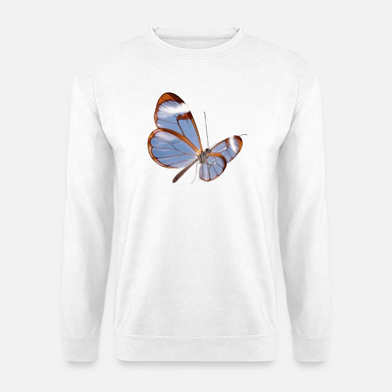 Conception transparente papillon Glasswing - Sweat-shirt Unisexe - blanc