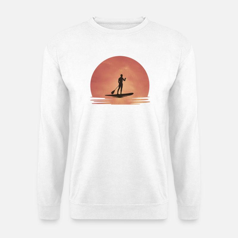 Sunset SUP – Ruhe auf dem Wasser - Unisex Pullover - Weiß