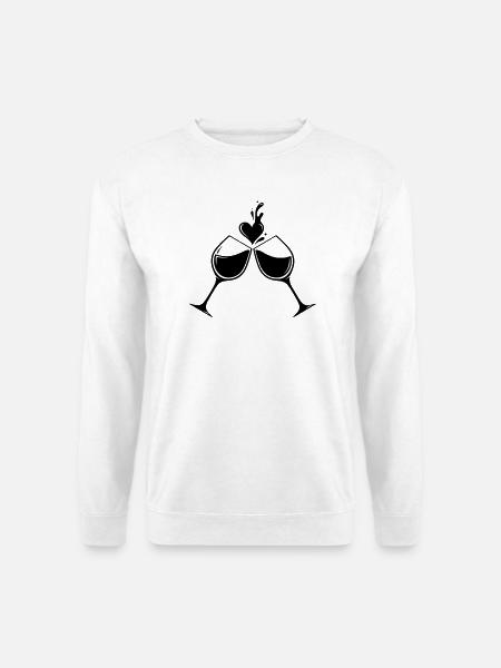 Weingläser Herz – Liebe & Genuss Design - Unisex Pullover - Weiß