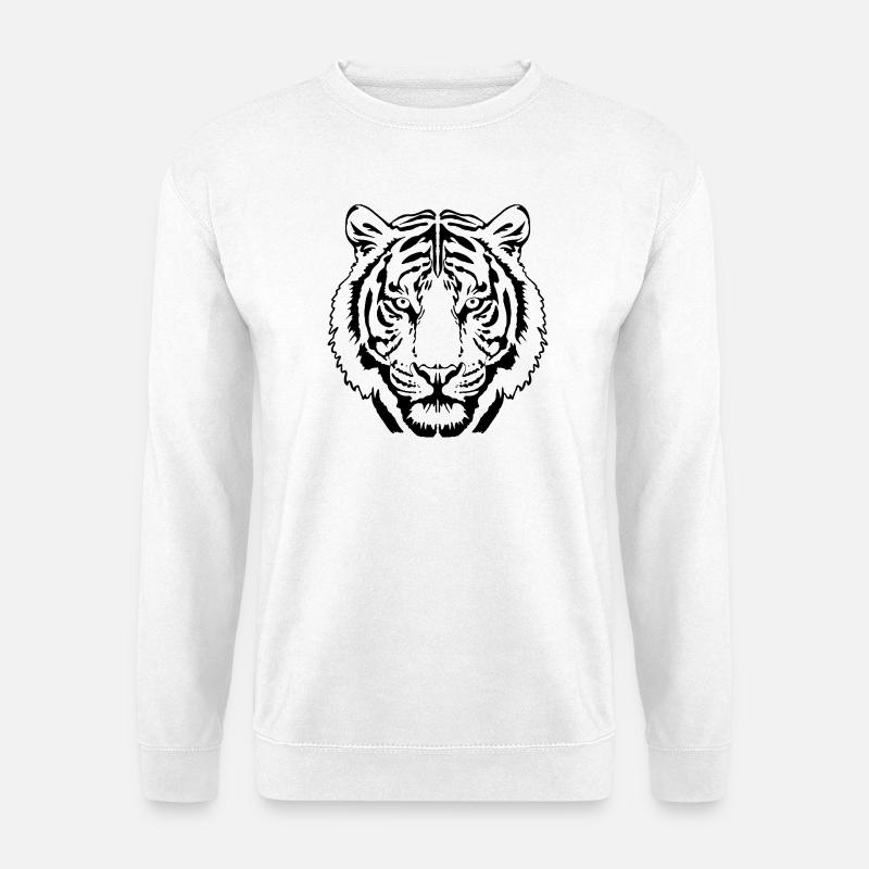 Tiger Linienkunst - Unisex Pullover - Weiß
