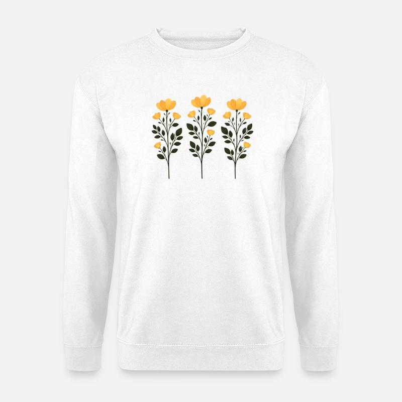 Drei goldene Blumenzweige - Unisex Pullover - Weiß